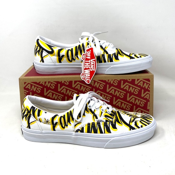 VANS Era Family Shoes Yellow White Canvas Sneakers Low Men Size Custom ALSU01260 - Picture 9 of 11